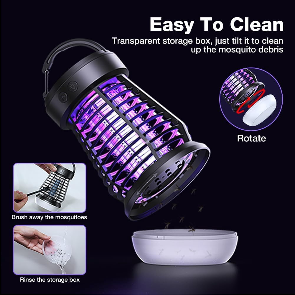 2026 Upgraded Fly Traps, Bug Zapper Outdoor Indoor, 3-in-1 Camping Lantern and Mosquito Zapper, 2000V Electric USB Rechargable Mosquitoes Kiler for Home, Camping, Patio, Backyard, Garden