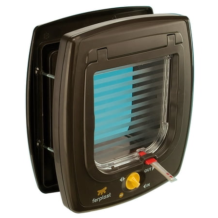 UPC: 0798549056809 | Ferplast 4-Way Locking Cat & Dog Door w/ Magnetic Key | Brown  Small