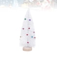 thumbnail image 3 of EeaseMX Mini árbol de Navidad blanco de 15 cm, creativo, con agujas de pino y purpurina, adorno de escritorio, accesorio decorativo para fotos con soporte de madera y campana., 3 of 8