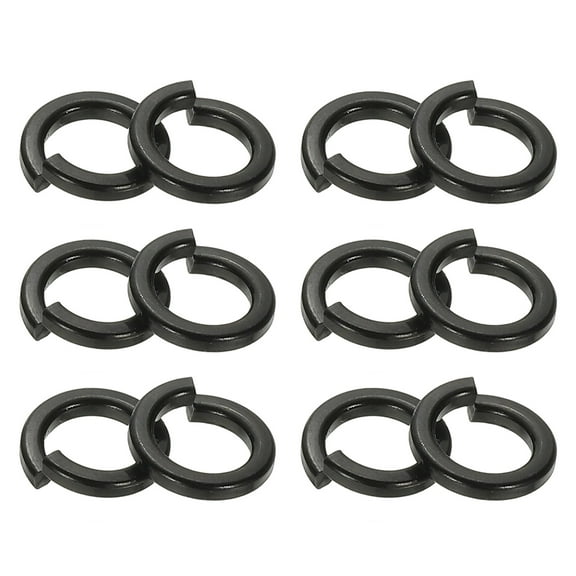 M6 Lock Washers, 124pcs Split Lock Washers 304 Stainless Steel Lock Washer Black Zinc Plating for Screws Bolts Nuts, 6mm x 9mm x 2mm