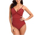thumbnail image 1 of Traje de baño de una pieza para mujer, cómodo, liso, con almohadilla en el pecho, sin aros, Bikini con escote en V profundo OAVQHLG3B Store  lin121212, 1 of 4