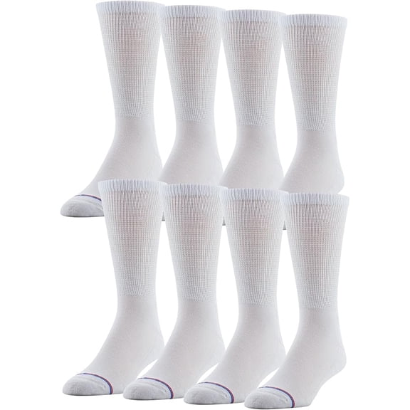 MediPEDS Men's 8 Pack Diabetic Crew Socks with Non-Binding Top