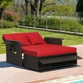 thumbnail image 2 of Costway Patio Rattan Loveseat Set Daybed Lounge Storage Ottoman Side Tables Adjust Red, 2 of 10