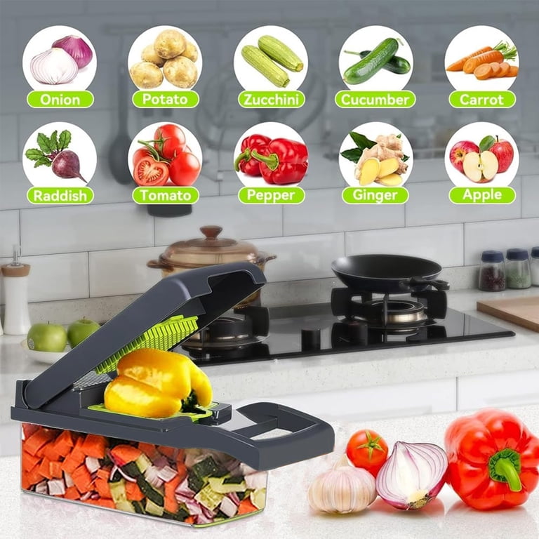 Behome Mandoline Slicer 15-in-1 Veggie Chopper - Gray photo 7