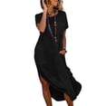 thumbnail image 6 of Ecqkame Women's Summer Linen Dresses Casual Sleeveless Solid Color Tunic Tank Dress Side Split Beach Sundress with Pocket Black XL, 6 of 9