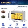 LISUATELI 12V 100Ah Lifepo4 Lithium Batteries Up to 3000-7000 Deep Cycles for Golf Cart Solar RV Camper Marine Battery