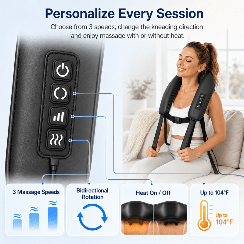 Shiatsu Neck Massager with Heat for Pain Relief Deep Tissue for Shoulder | Heated Neck Massager FSA Eligible HSA, Corded Portable Back Massager for Home Office Car, Gifts for Wife Husband