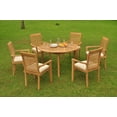 thumbnail image 4 of Grade-A Teak Dining Set: 6 Seater 7 Pc: 48" Round Table And 6 Mas Stacking Arm Chairs Outdoor Patio WholesaleTeak #WMDSMSs, 4 of 4