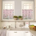thumbnail image 4 of Flower Floral Kitchen Curtains Sets for Windows 24 Inch Length, Blue Pink Daisy Botanical Countryside Rod Pocket Window Treatments Tier Curtains and Valances Set for Bedroom/Bathroom, 4 of 6