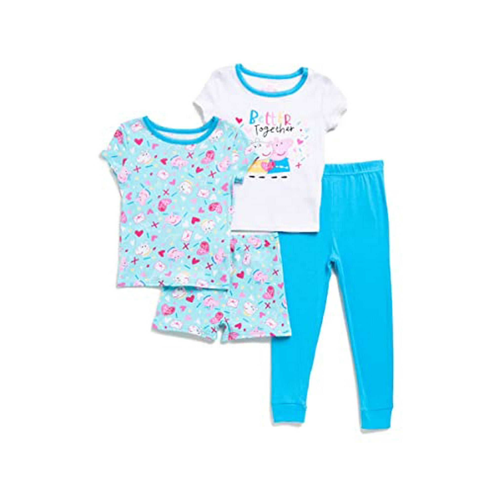 Peppa Pig Girls Toddler 4 Piece Cotton Pajama Set Better Together Size 3T Walmart