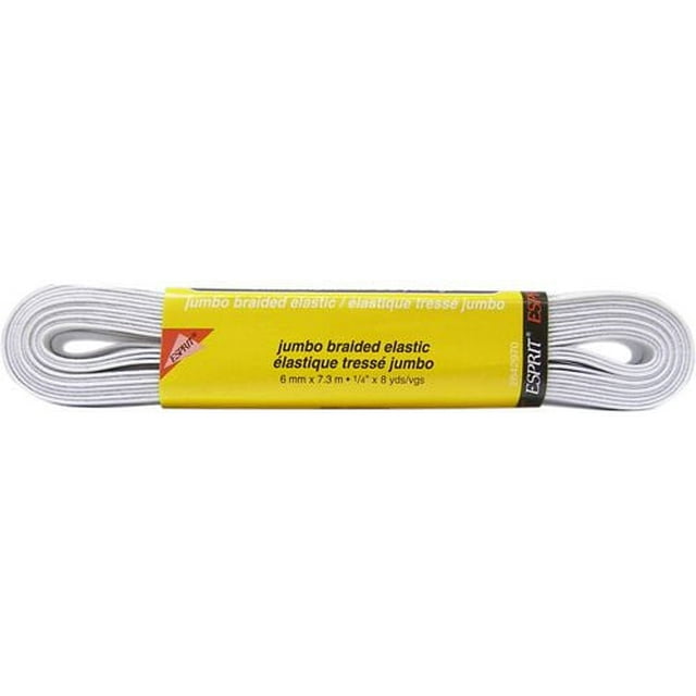 Unique Creativ Jumbo Braided Elastic, White, Various Widths, Polyester/Rubber