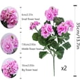 thumbnail image 2 of 4Pcs Purple Pink Artificial Geranium Silk Flowers, 14" UV Resistant Faux Plants for Indoor/Outdoor Use - Home Garden, Patio, Grave Cemetery Decor, Vase & Table Centerpiece, 2 of 7