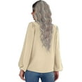 thumbnail image 3 of Hauts à Manches Longues pour Femmes Chemises Décontractées Col Rond Plissé Tee-Shirt Ample Blouses, 3 of 5