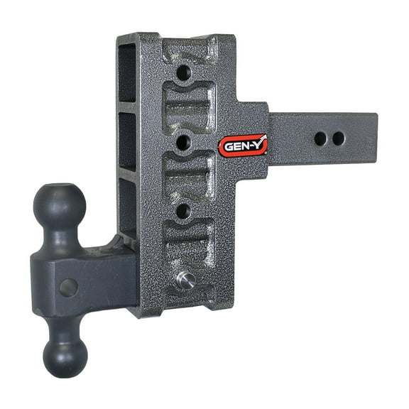 GEN-Y GH-914 MEGA-DUTY Adjustable 6" Offset Drop Hitch with GH-061 Dual-Ball for 2.5" Receiver - 21,000 LB Towing Capacity - 3,000 LB Tongue Weight