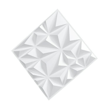 KFFKFF 3D Wall Decorations, Set of 33, 11.81 x 11.81 in PVC Contemporary Minimalist Diamond Design Tiles, Covers 32 Sq.Ft, Decorative Wall Panel, Indoor Home Enhancement, Matte White