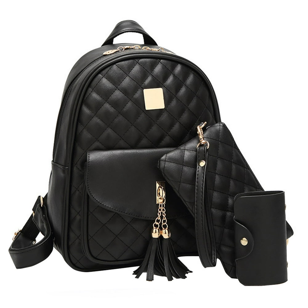 General - Small Fashionable Backpack for Women Mini Black Quilted ...