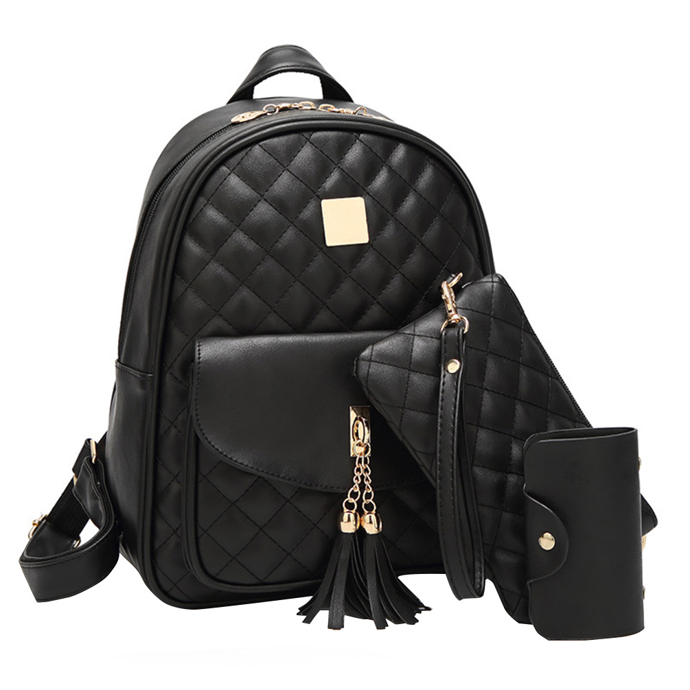 General - Small Fashionable Backpack for Women Mini Black Quilted Fashion Backpacks Purse 