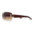 thumbnail image 4 of Old School Rimless Narrow Rectangle 90s Designer Shade Sunglasses Gold Brown, 4 of 4
