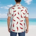 thumbnail image 4 of Rateoe Chili Pattern Men’s Hawaiian Shirt – Short Sleeve Button-Down Tropical Beach Shirt, Lightweight & Breathable Casual Aloha Shirt with Pocket,Medium, 4 of 7