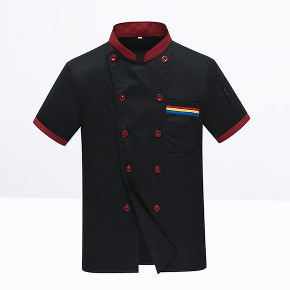 WHAMVOX Black Chef Coat Made of Cotton and Polyester Perfect for Restaurant Hotel Kitchen Supplies Size L