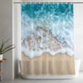 thumbnail image 4 of Summer Beach Teal Ocean Wave Shower Curtain for Bathroom, Nautical Seaside Water Ripple Waterproof Shower Curtains Washable Quick Dry with Hooks Bathtub Curtains 36x72IN, 4 of 9