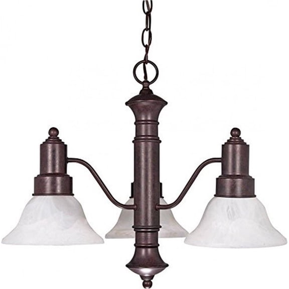Nuvo 60-192 - Gotham - 3 Light - 23" - Chandelier - w/ Alabaster Glass Bell Shades