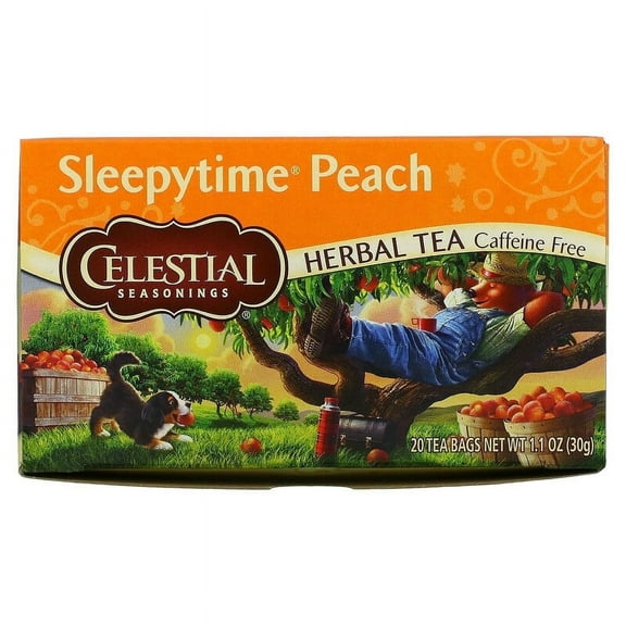 Celestial Seasonings, Herbal Tea, Sleepytime Peach, Caffeine Free, 20 Tea Bags, 1.1 oz Pack of 3