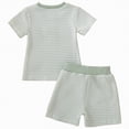 thumbnail image 4 of CAICJ98 Baby Toddler Boy Summer Clothes Mallard Duck Embroidery Stripe Short Sleeve T-Shirts Shorts Sets Infant Outfits (Light Green,18-24 Months), 4 of 7