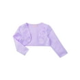 thumbnail image 5 of Fldy Kids Flower Girls Cover Up Bolero Long Sleeve Floral Embroidery Pageant Wedding Shrug Cardigan Lavender 130, 5 of 7