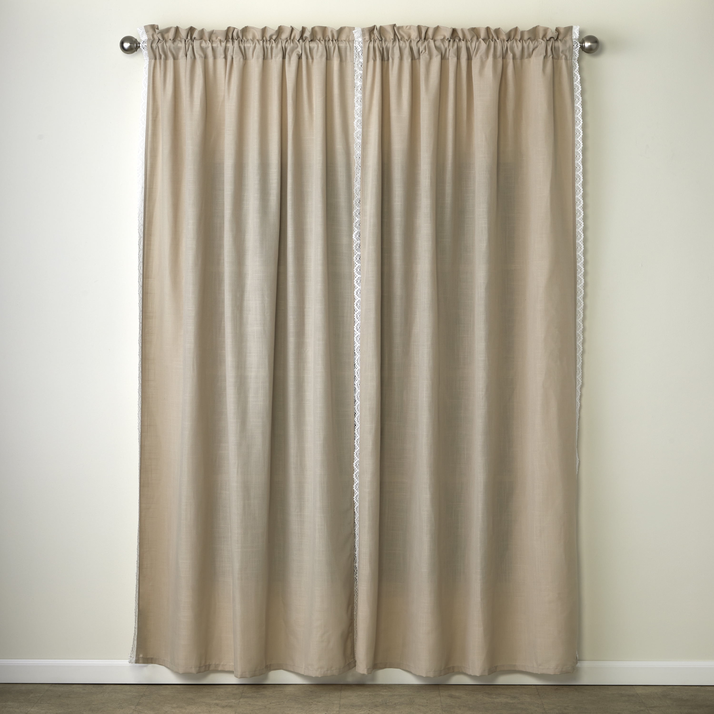 SKL Home Catherine Crochet Curtain Panel Pair, Tan, 52x63
