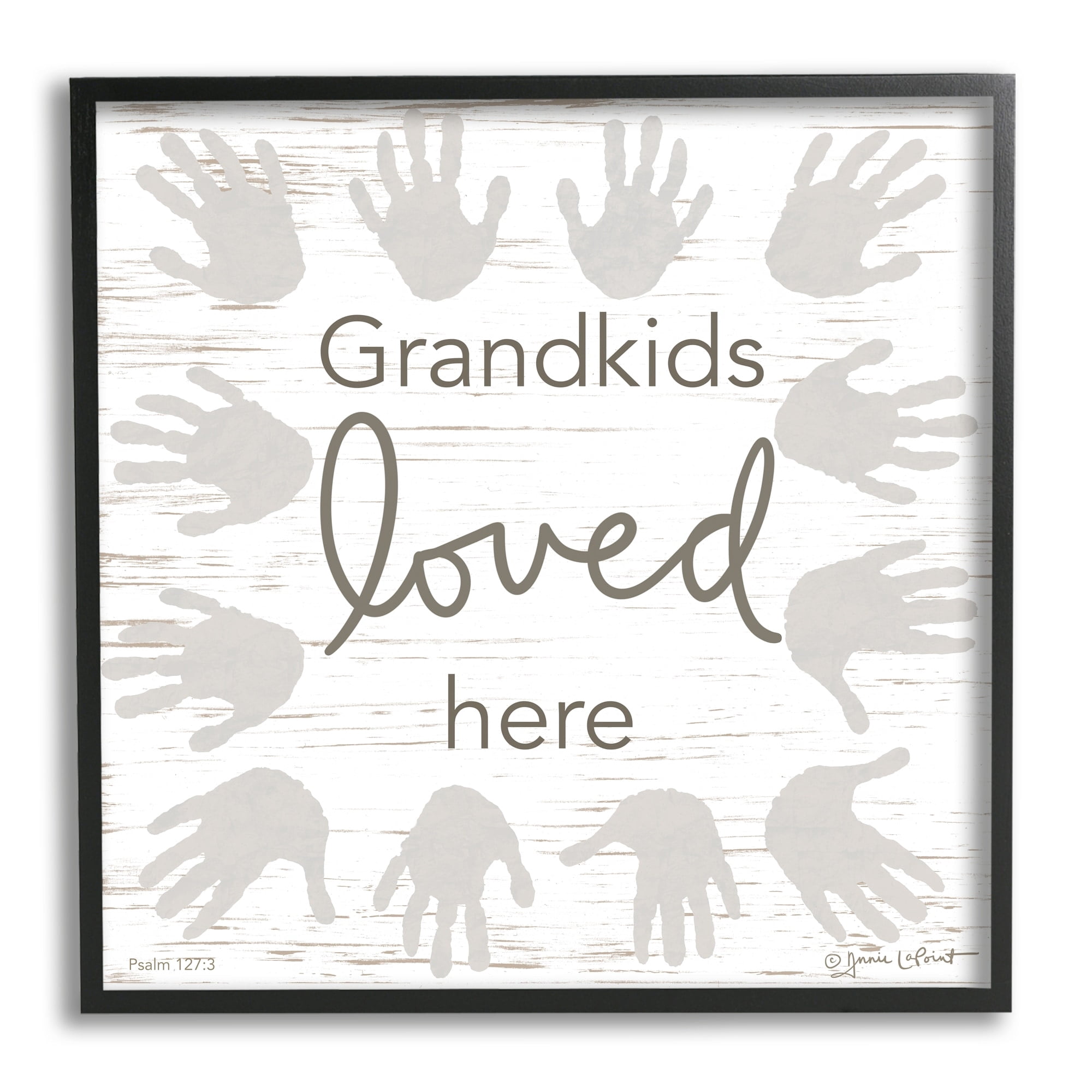 Stupell Industries Grandkids Loved Here Fun Family Grandparents Handprints Graphic Art Black Framed Art Print Wall Art, Design by Annie LaPoint