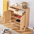 thumbnail image 3 of Multi-functional Modern Minimalist Natural Wood-Colored MDF Shoe Cabinet - Seamlessly Fits into Nordic, Japanese, and Industrial Style Interiors,Product Dimensions: 34.6*13.7*43 inches., 3 of 9