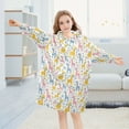 thumbnail image 5 of Dailycode Wearable Blanket Hoodie Oversized Sherpa Flannel Blankets with Pocket for 3-14 Year Old Cartoon Colorful Giraffes and Flowers, 5 of 7