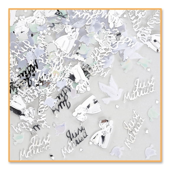 Beistle Pack of 6 Metallic Silver Wedding Day Confetti Bags 0.5 oz.