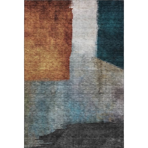 Addison Rugs Mayfield Premium Machine Washable Transitional Squares Copper Rectangle Rug, 8' x 10'