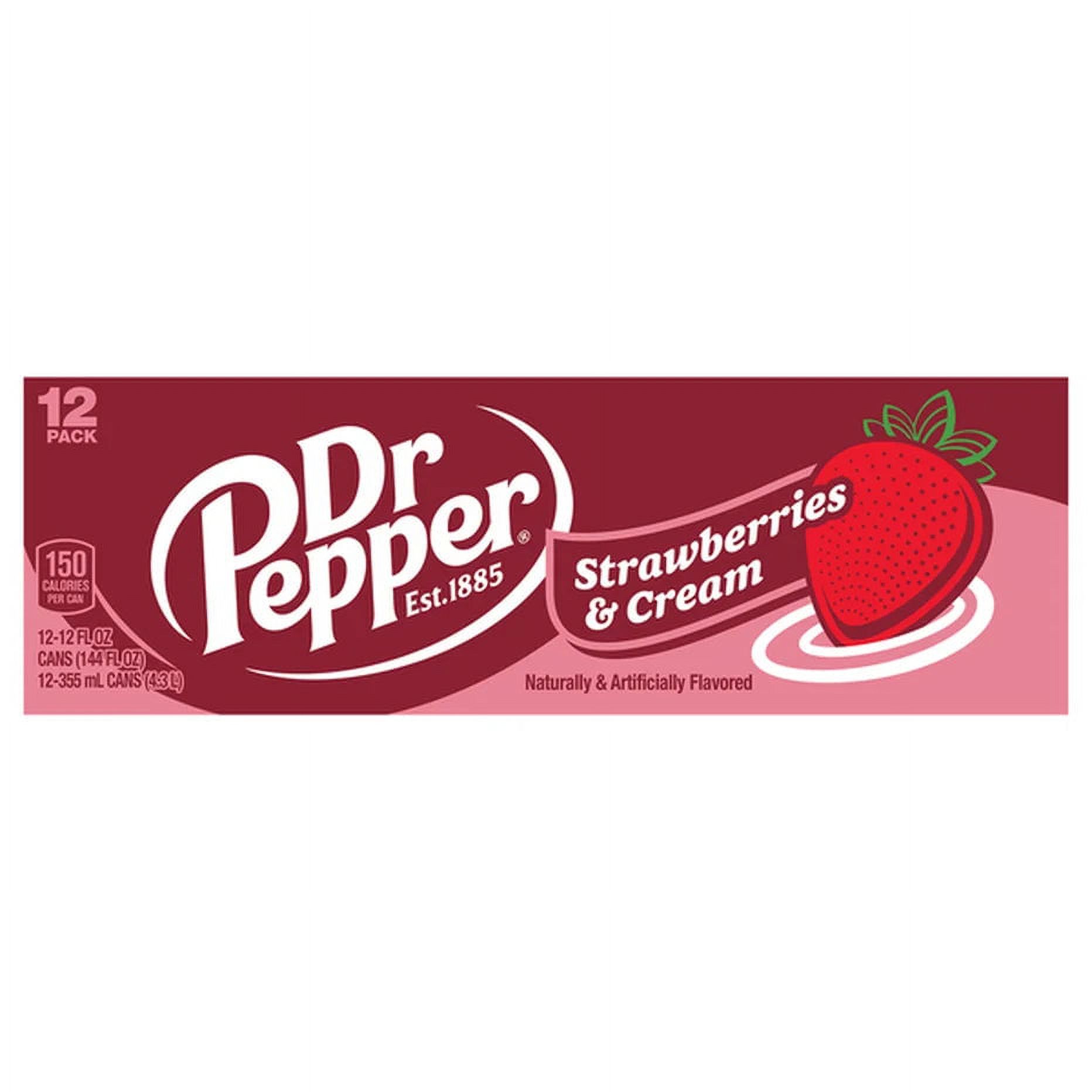 Dr Pepper Strawberries and Cream Soda, 12 Fl Oz, 24 Cans