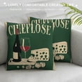 thumbnail image 3 of Orinice Wine Cheese Poster Graphic Decorative Throw Pillow Cover Cushion for Home Couch Bed Sofa - Square Year-Round Pillow Covers 1PC 24x24in, 3 of 5