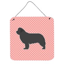 Carolines Treasures BB3664DS66 Newfoundland Checkerboard Pink Wall or Door Hanging Prints