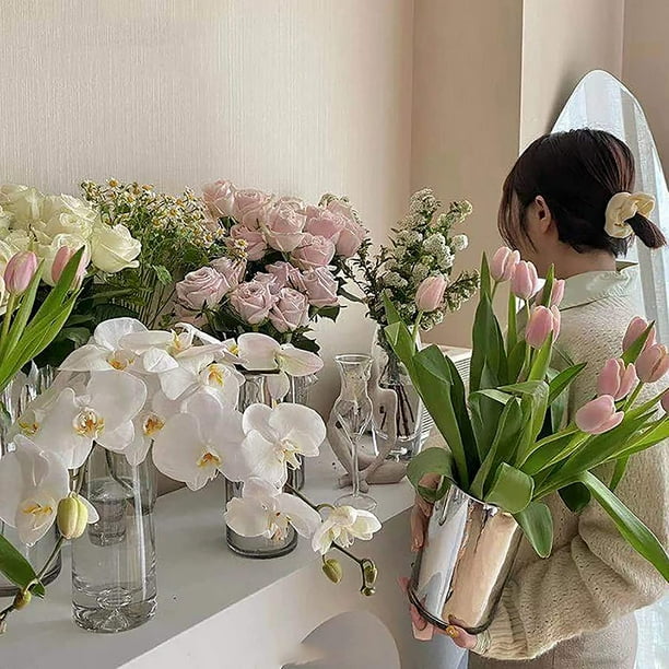 Round Mirrored Chrome Vase Shiny Metal Flower Vase Luxury