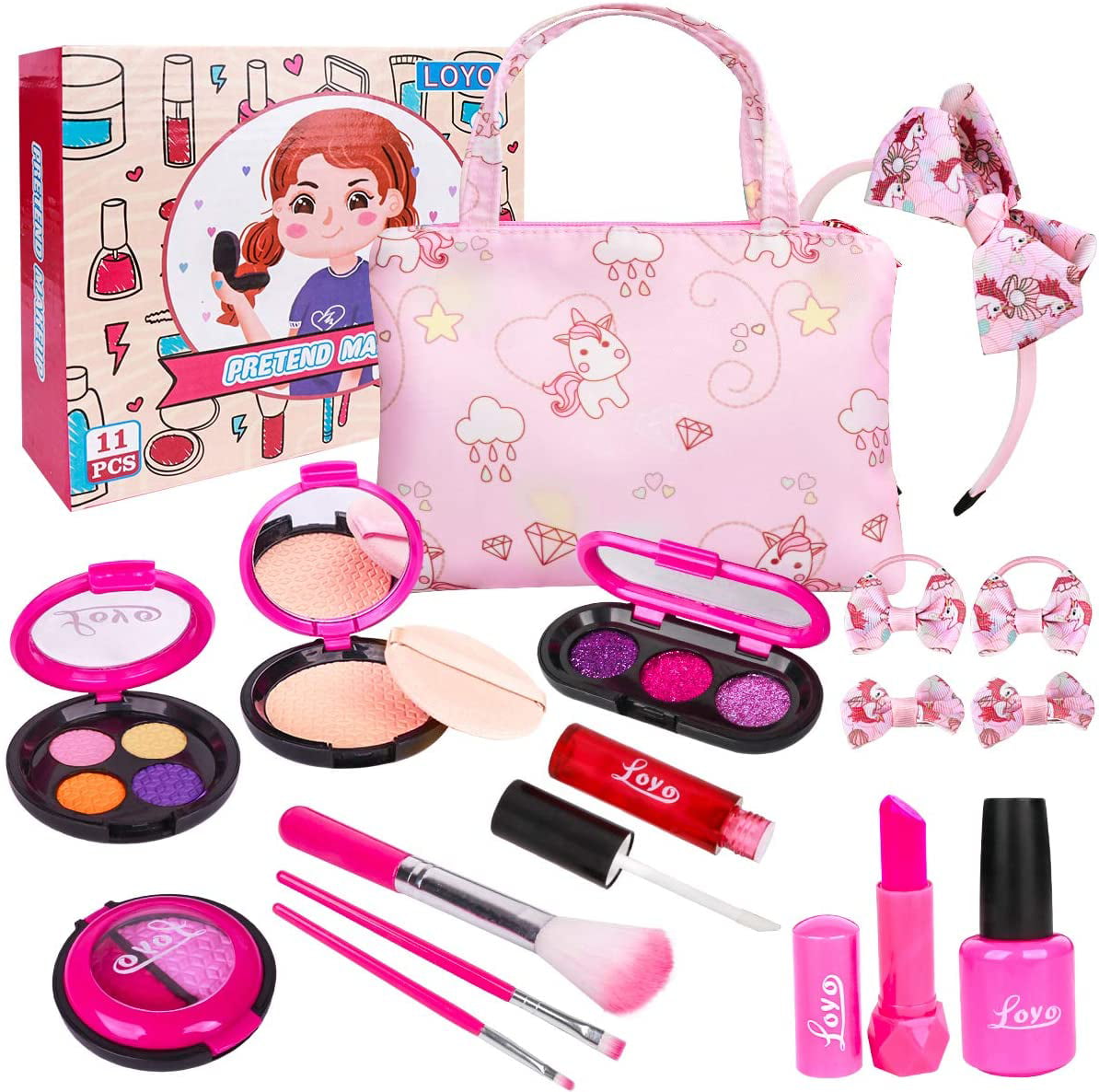 Details about   21Pcs Makeup for Girls Kids Makeup Kit Girl Real Pretend Play Makeup free shippi 