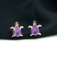 thumbnail image 3 of Rosec Jewels Real Certified Amethyst Turtle Stud Earrings for Women (AAA Quality), 14K Yellow Gold, 3 of 7
