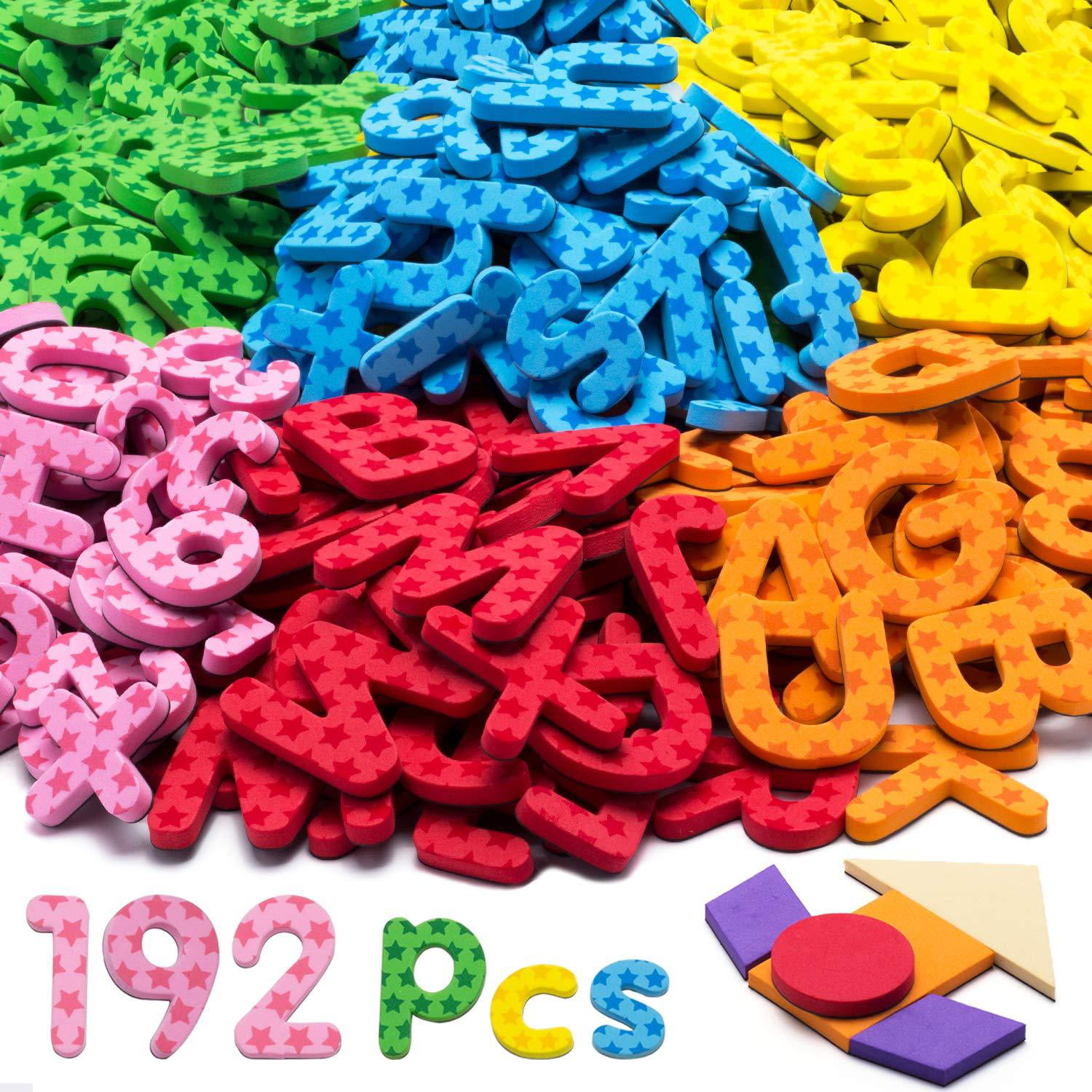 192 Pcs Magnetic Letters Numbers 9 Color(With Pattern Blocks,Symbols ...