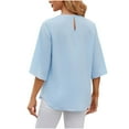 thumbnail image 4 of TKLPEHG Short Sleeve Blouses For Women Crew Neck Pleated Elegant Shirts Loose Comfy Fashion Summer Solid Color Graphic Tee Casual Outfits (Sky Blue,XL), 4 of 9