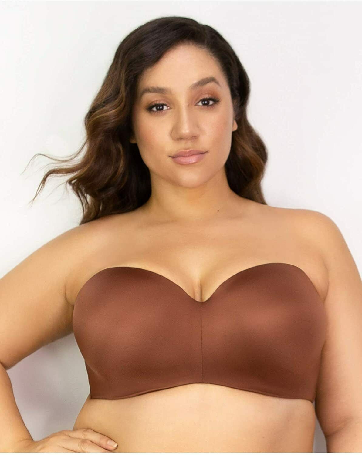 UPLADY 8034 FIRM CONTROL STRAPLESS BRA FOR WOMEN (Size: 36C/L, Color: Cocoa)