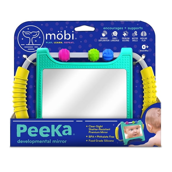 Juguete de actividad MÖBI Mobi Peeka Tummy Time Baby Mirror de silicona