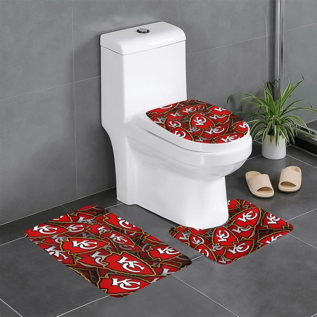 Juego de alfombras de baño de 3 piezas del equipo KC_Chiefss Alfombra antideslizante para baño de 31,5 x 20 pulgadas