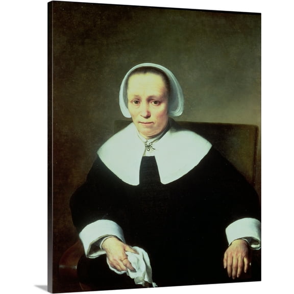 Great BIG Canvas | "Portrait of a Lady with White Collar and Cuffs" Canvas Wall Art - 16x20