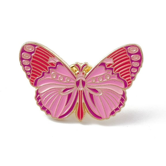 10pc Butterfly Enamel Pin Light Gold Alloy Brooch for Backpack Clothes Pearl Pink 20x30x2mm Pin: 1.3mm