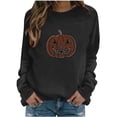 thumbnail image 2 of Luivaraty Sweatshirt for Women Crew Neck Fall Outfits Tops Casual Losse Long Sleeve Halloween Rhinestone Pumpkin Face Sweatshirt, S-2XL, 2 of 5