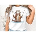 thumbnail image 3 of Funny Sea River Otter Fishing Fish Lover Gift for Fisherman T-Shirt Cute Otter Birthday Holiday Present Boys Girls Men Women Kids Tshirt, 3 of 10